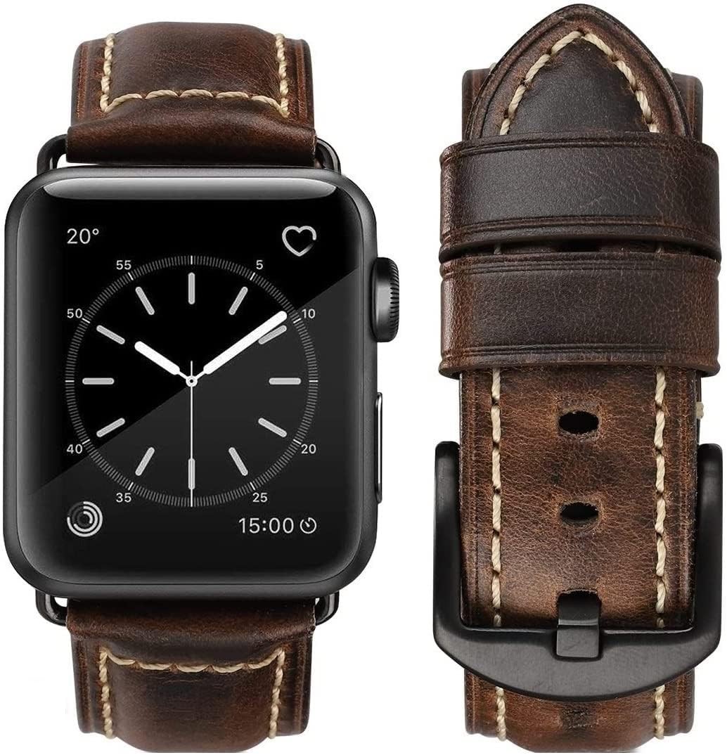 Top Grain Leather Strap Compatible with Apple Watch Series 10/9 42mm/44mm