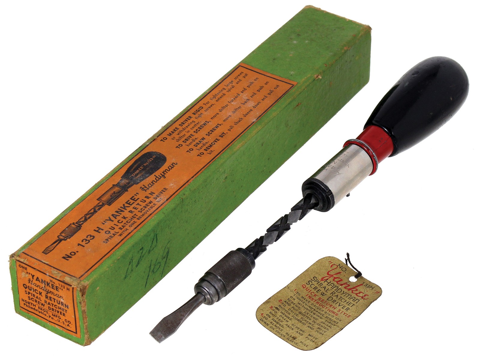 Unused Stanley "Yankee Handyman" Brand Sprial Ratchet Screwriver, No. 133 H