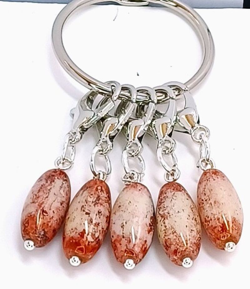 MikieLou Stitch Markers Premium Rust Marbled Glass Knitting Crochet Gift