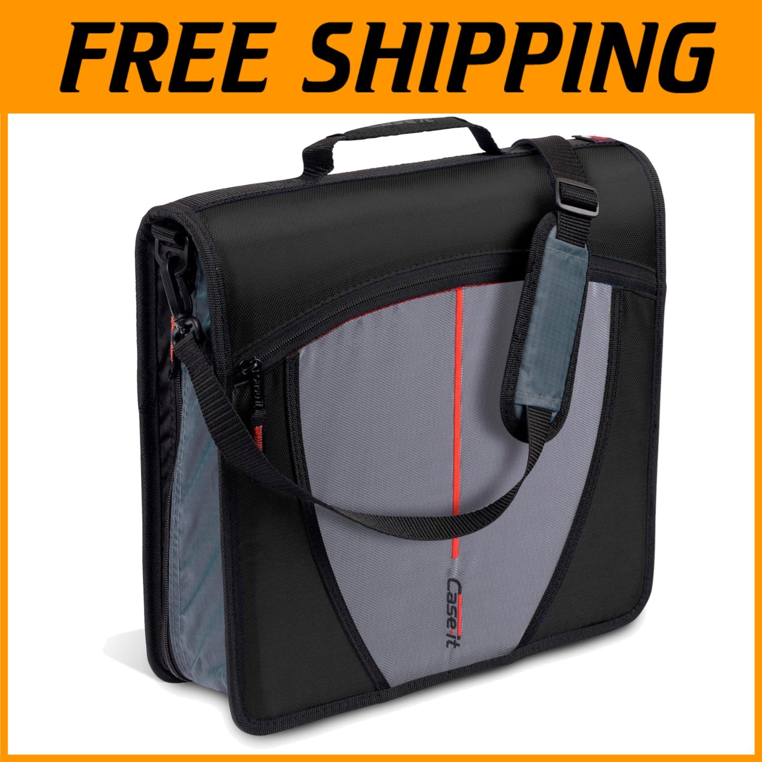 Large Capacity Zip Binder | Multiple Pockets, Shoulder Strap