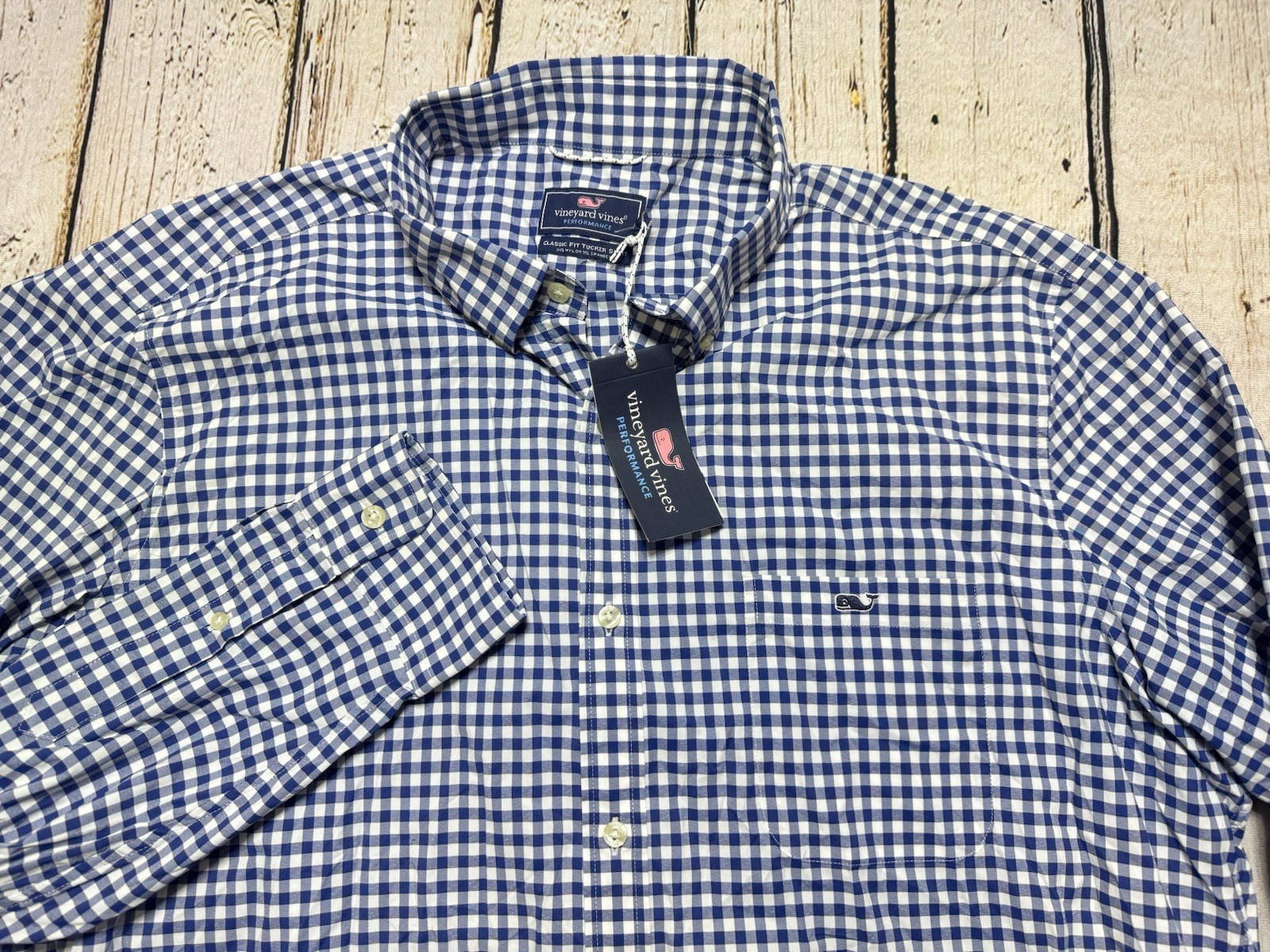 Vineyard Vines Shirt Mens XXL Blue Gingham Performance Classic Fit Tucker NWT