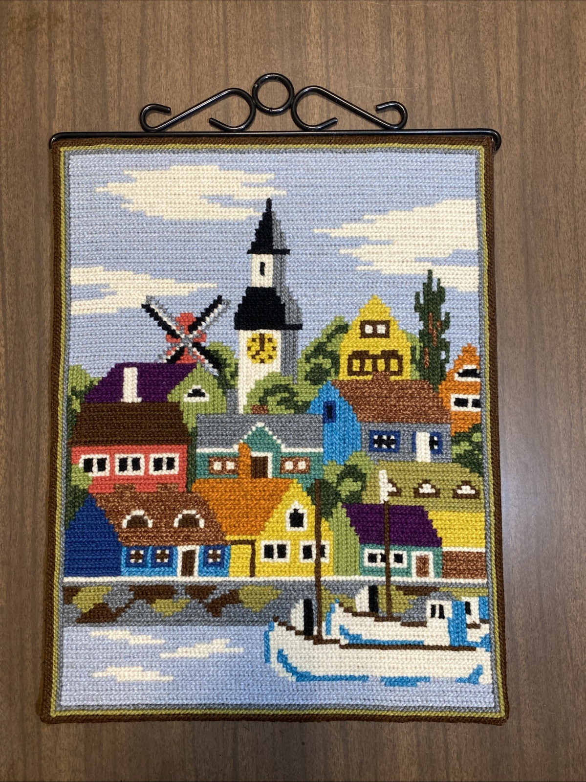 Vtg Swedish Nordic Traditional Hardback Tapestry Woven Needlework 12 x 15.5” @