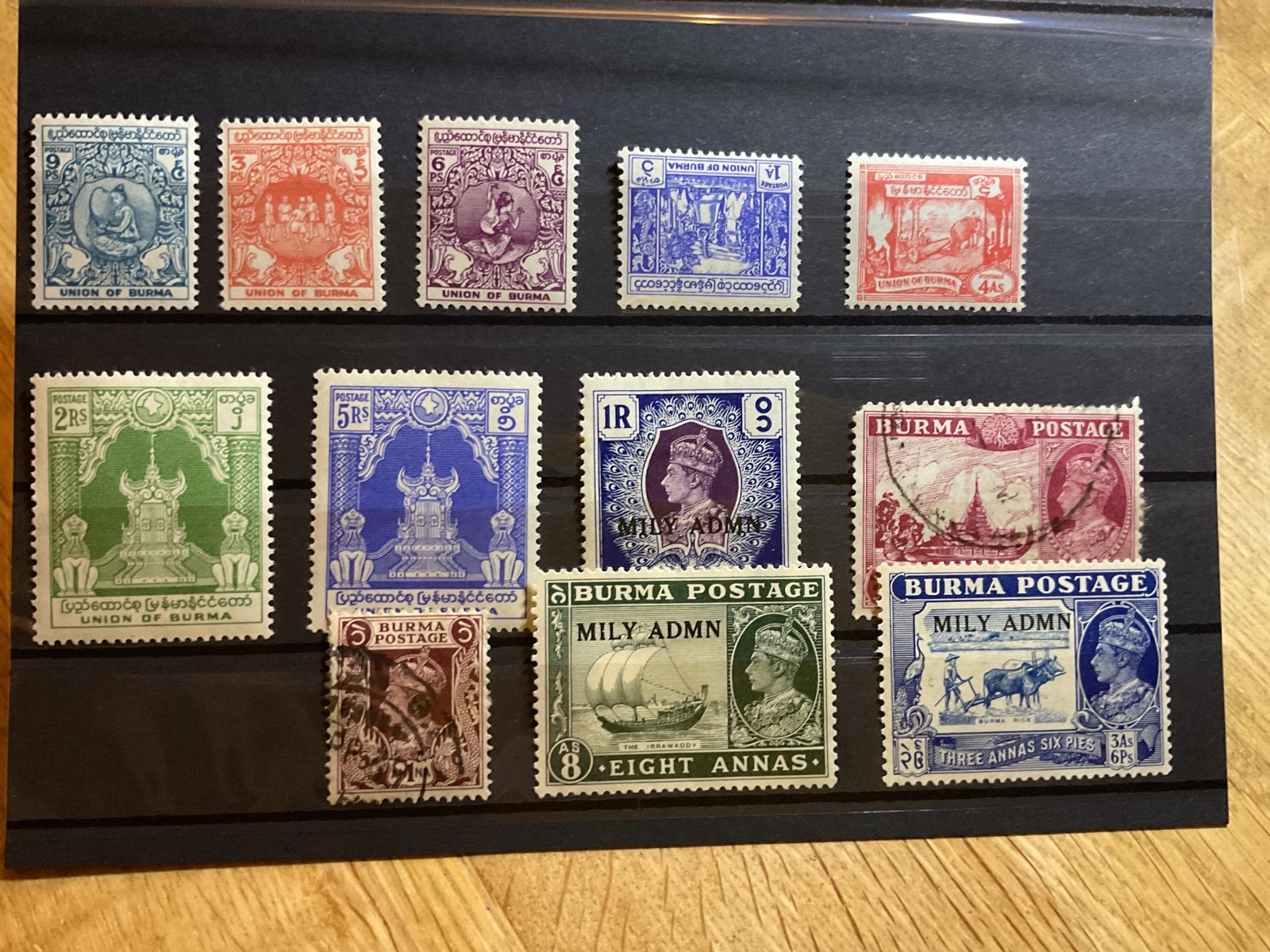 Burma mounted mint or used stamps on 2 cards  B3120