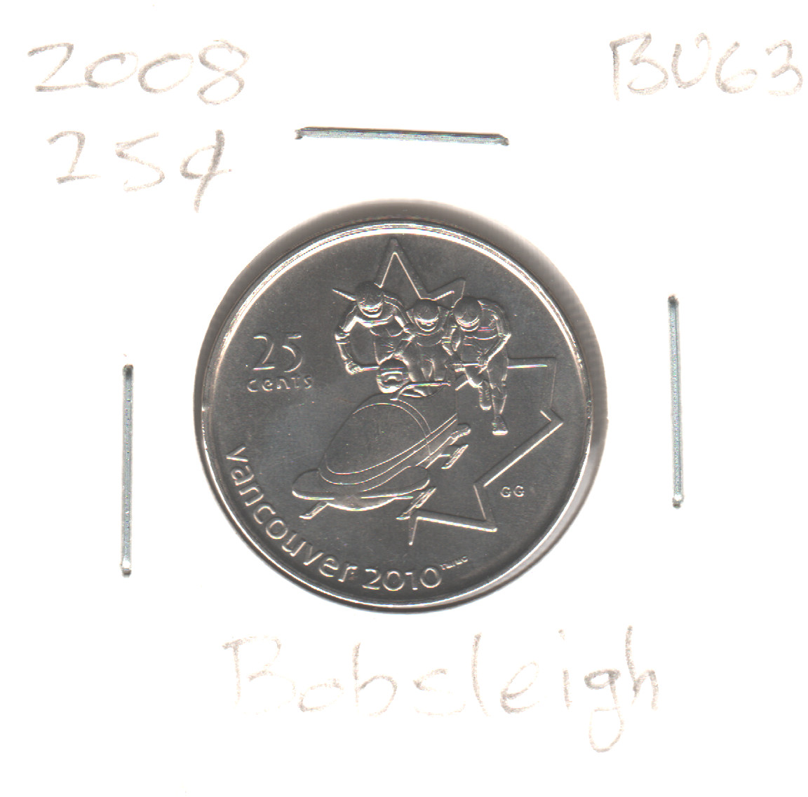 2008 Canada 25 cents BOBSLEIGH - BU (MS-63) - CHOICE