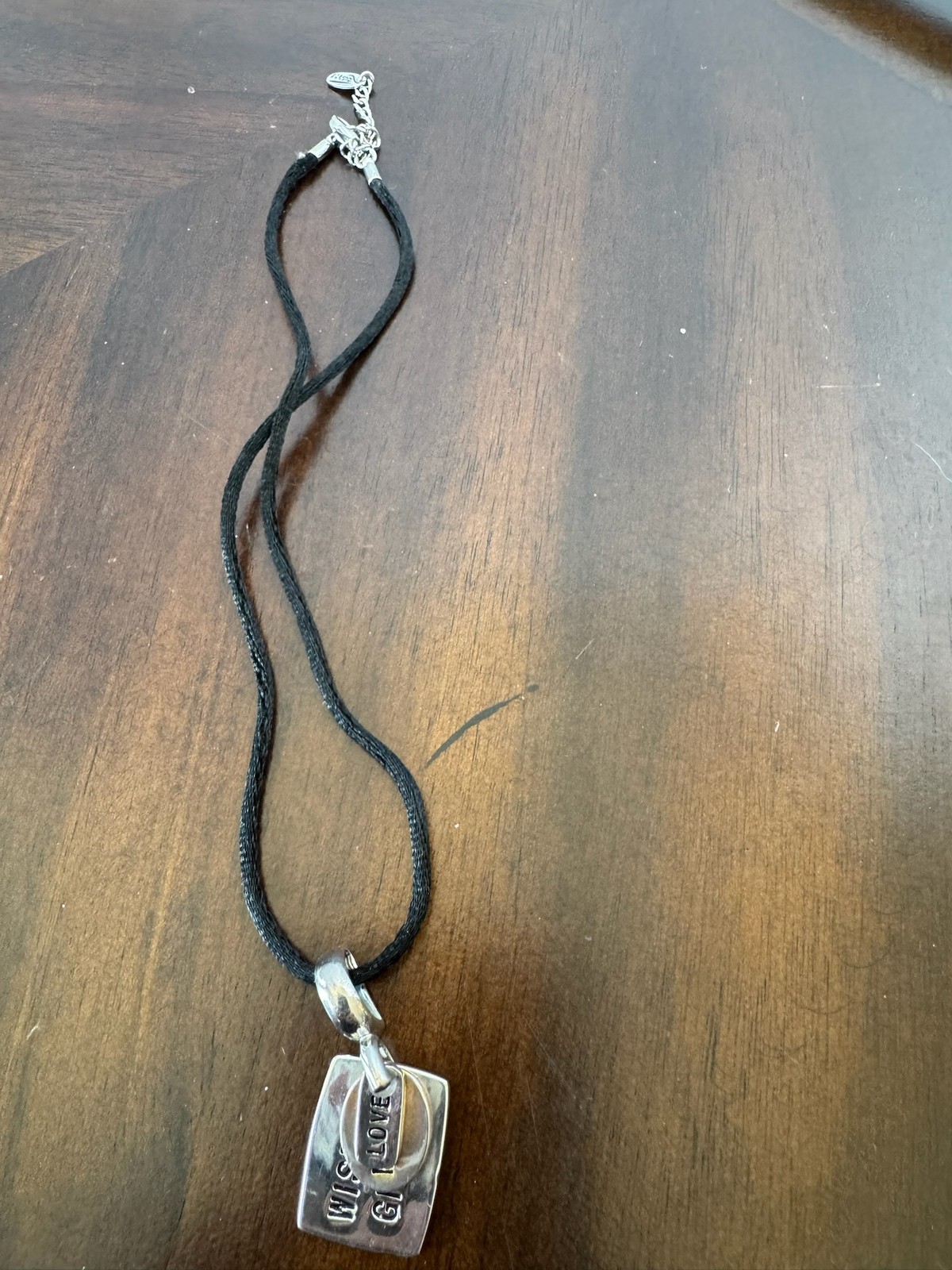 Vintage Carolee 925 Sterling Silver Black Cord 18" Charm Necklace Luck