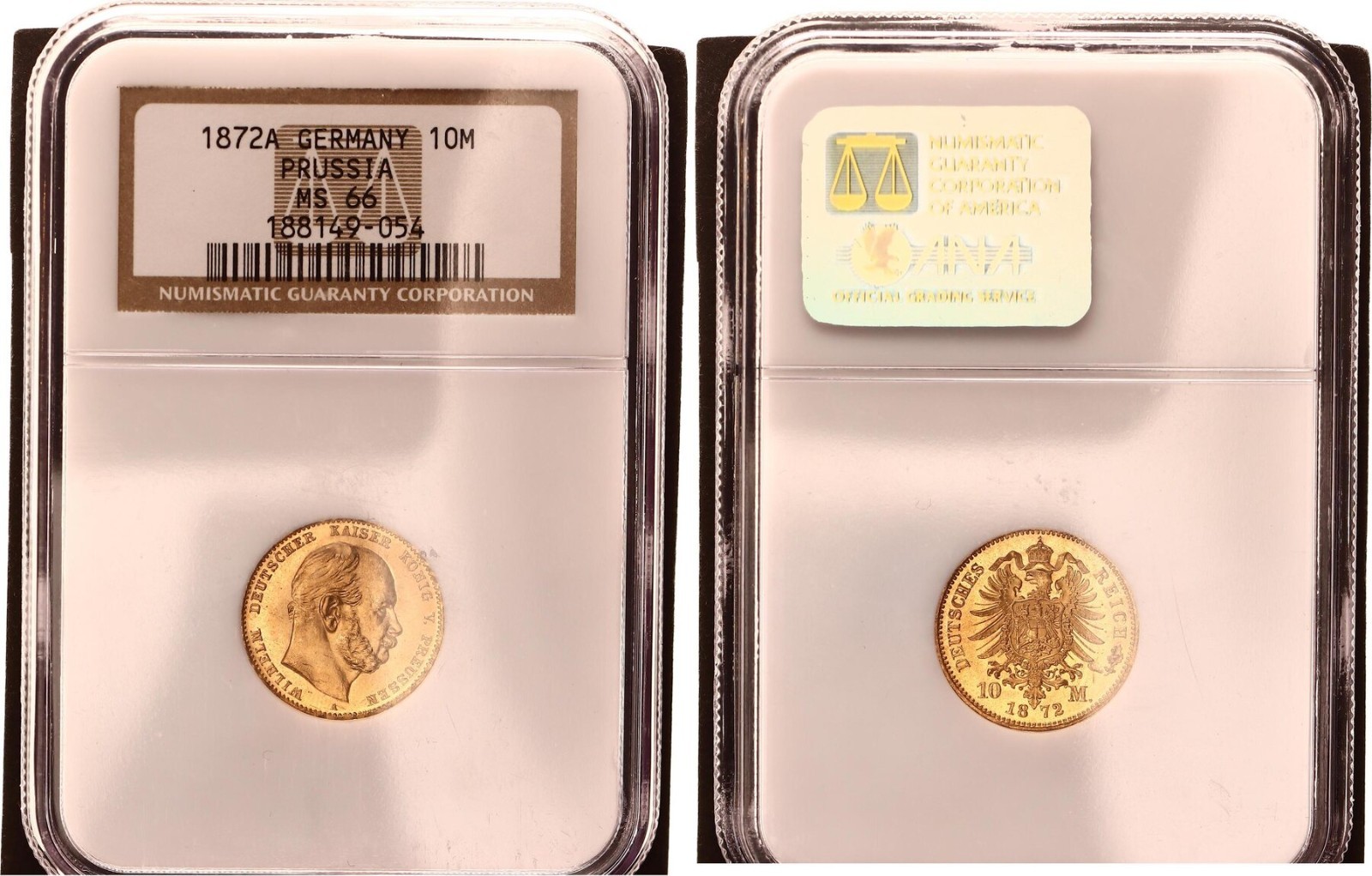 Prussia 10 Mark Gold 1872 A Wilhelm I. MS66 Uncirculated 138024