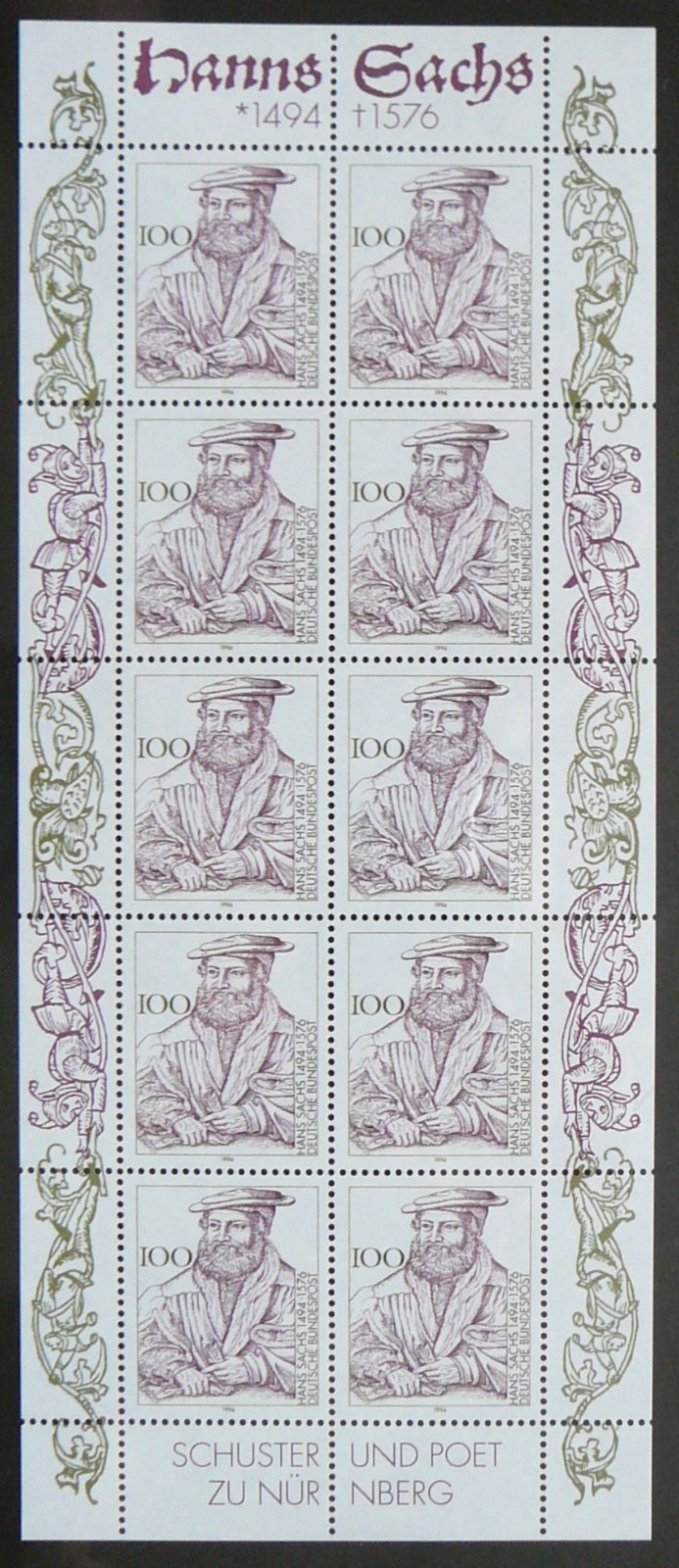 Germany M. Sheet - Hans Sachs - Meistersinger_1994 - MNH.