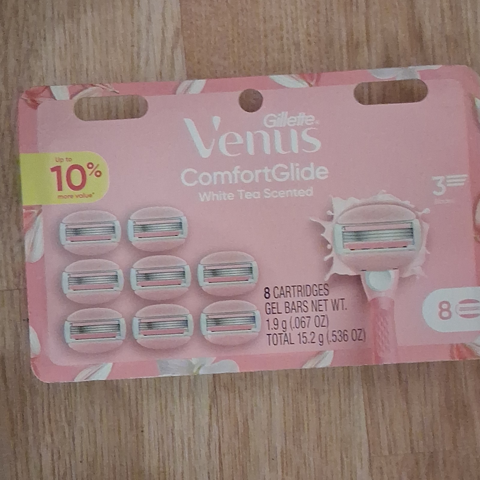 Gillette Venus ComfortGlide White Tea Scented Razor Refills 3-Blade 8 Cartridges