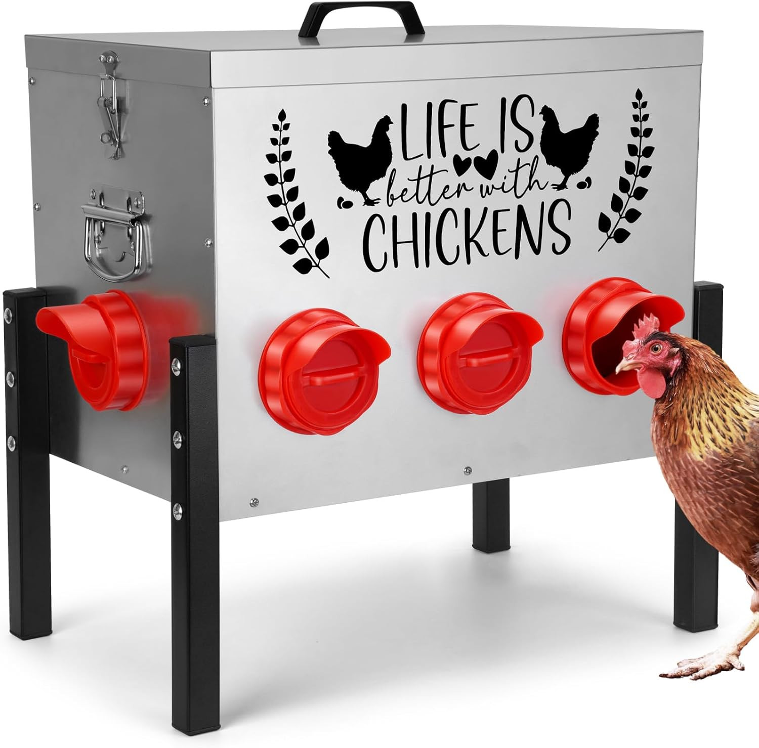 TGEYD 50LB Large Automatic Chicken Feeder – 8 Feeding Ports, No-Waste Poultry Fe
