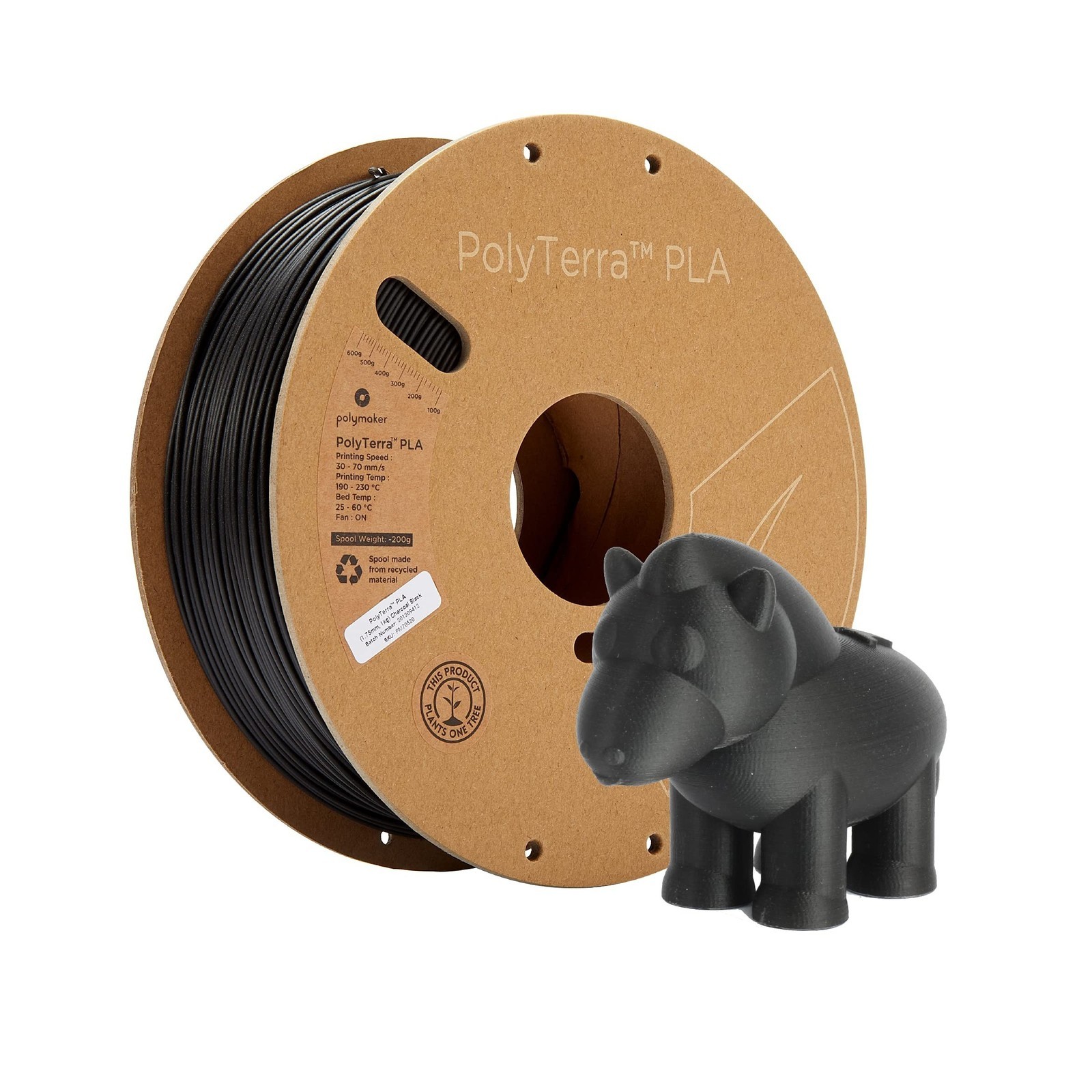 Polymaker Matte PLA Filament Charcoal Black 1.75mm 1kg 3D Printing Filament, ...