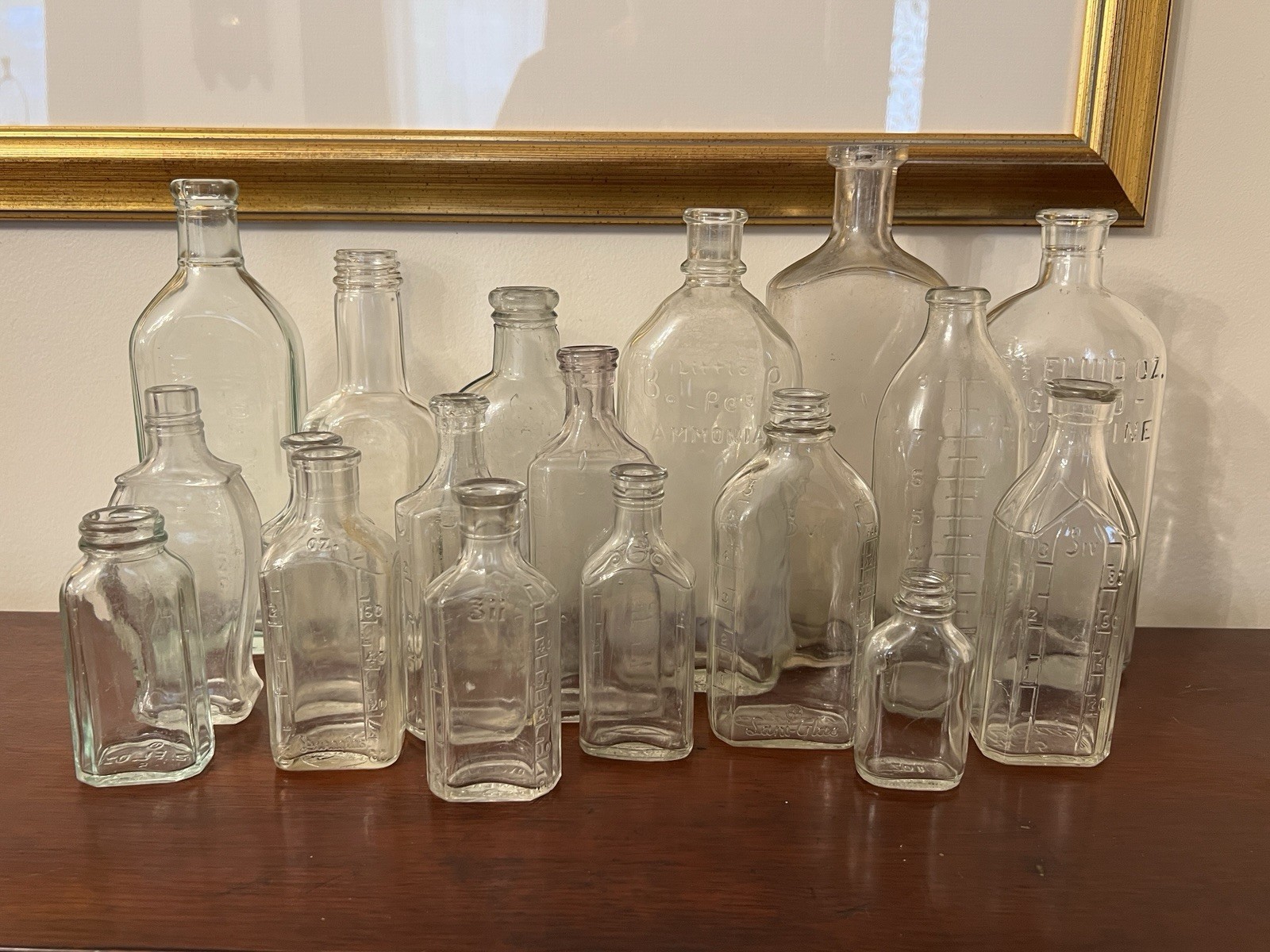 Lot 19 Clear Antique Medicine Bottles Embossed Apothecary 3”-9”