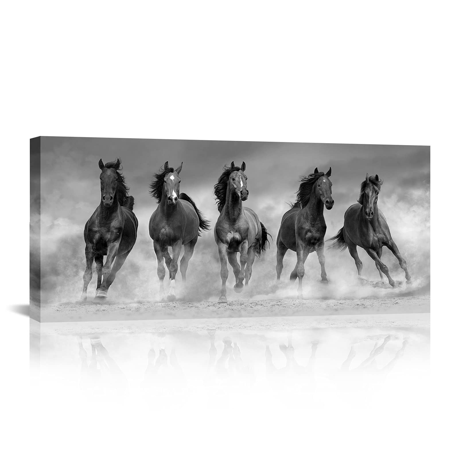 Large Running Horse Canvas Pictures Wall Art Black and White Paintings Modern...