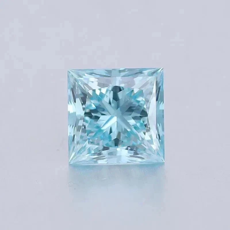 Certified 1Ct Princess Cut Lab Grown Loose Natural Blue Color VVS1 Diamond M461