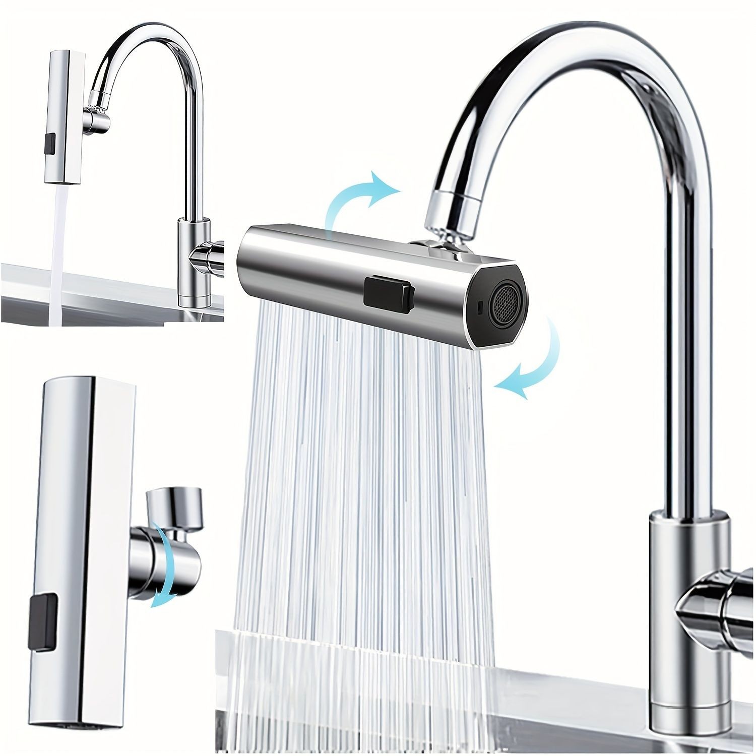 3 in 1 Large-Scale 360° Waterfall Kitchen Faucet - Touch-Controlled, Swivel Spou