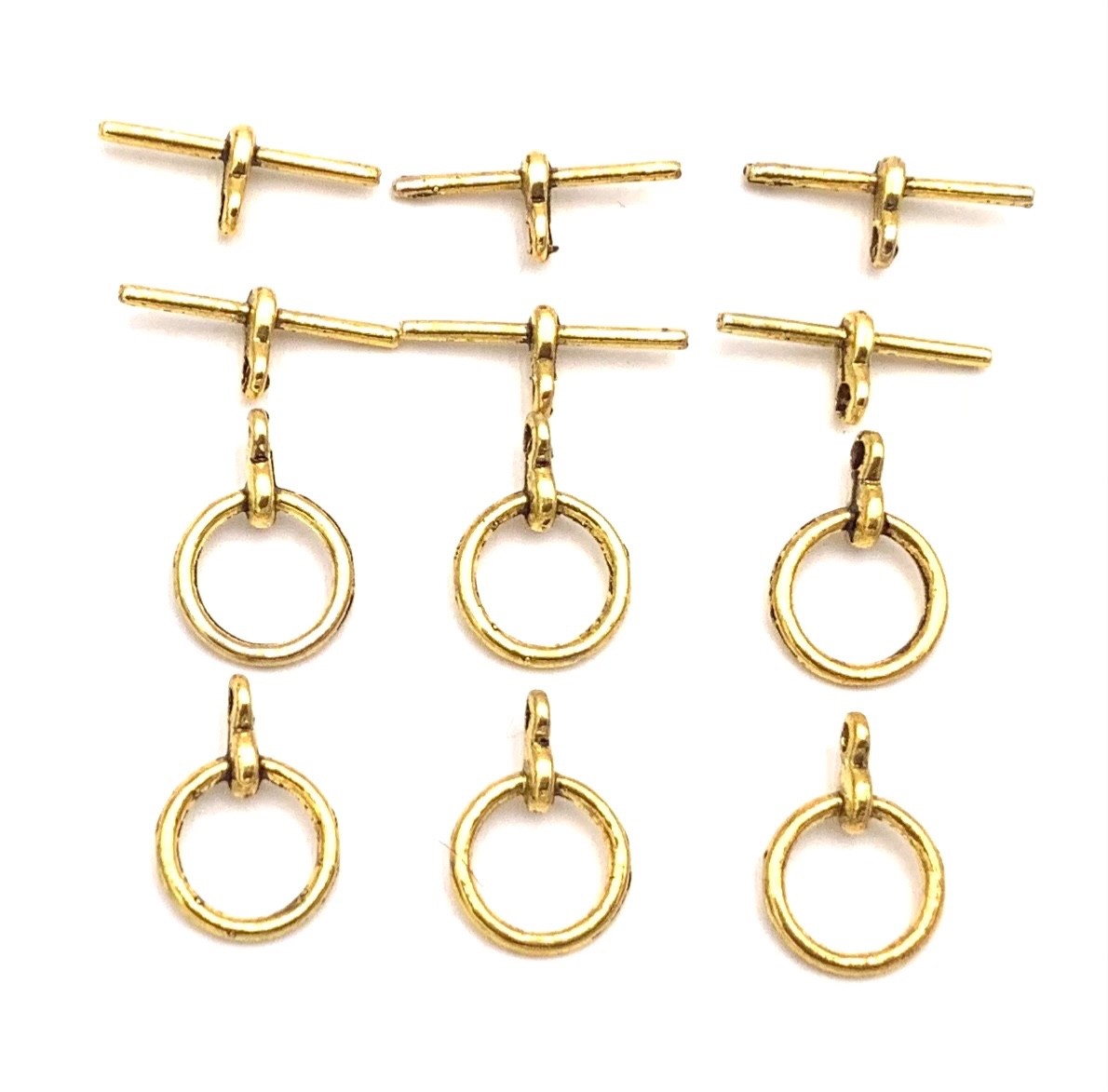 12 Pieces Fancy Antique Gold round Toggle clasps-#14432