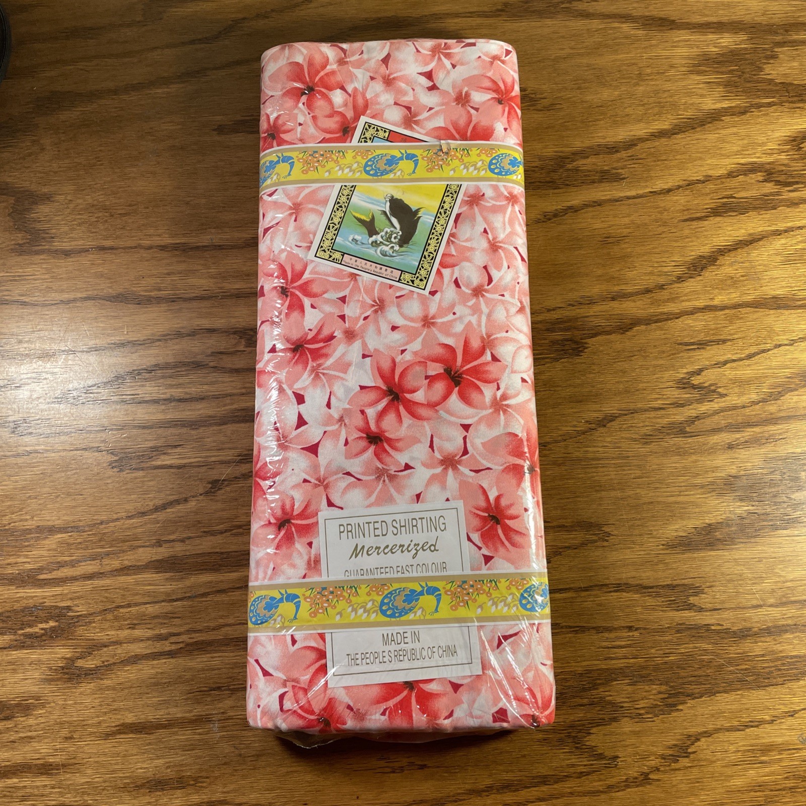 Pink Floral Plumeria Pattern mercerized Fabric, 20 Yard Bolt New!