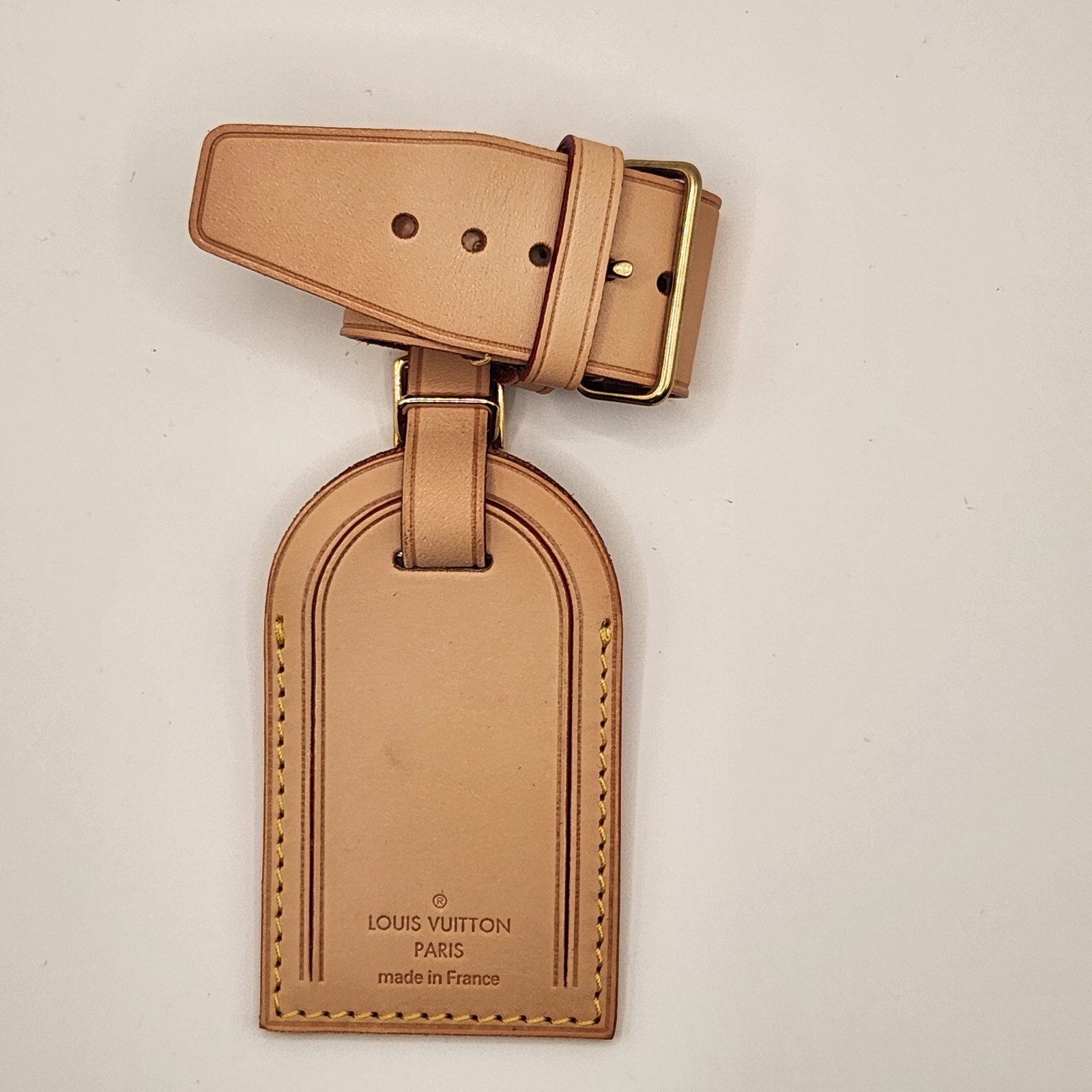 LOUIS VUITTON Vachetta leather Tan Luggage Tag AUTHENTIC Strap
