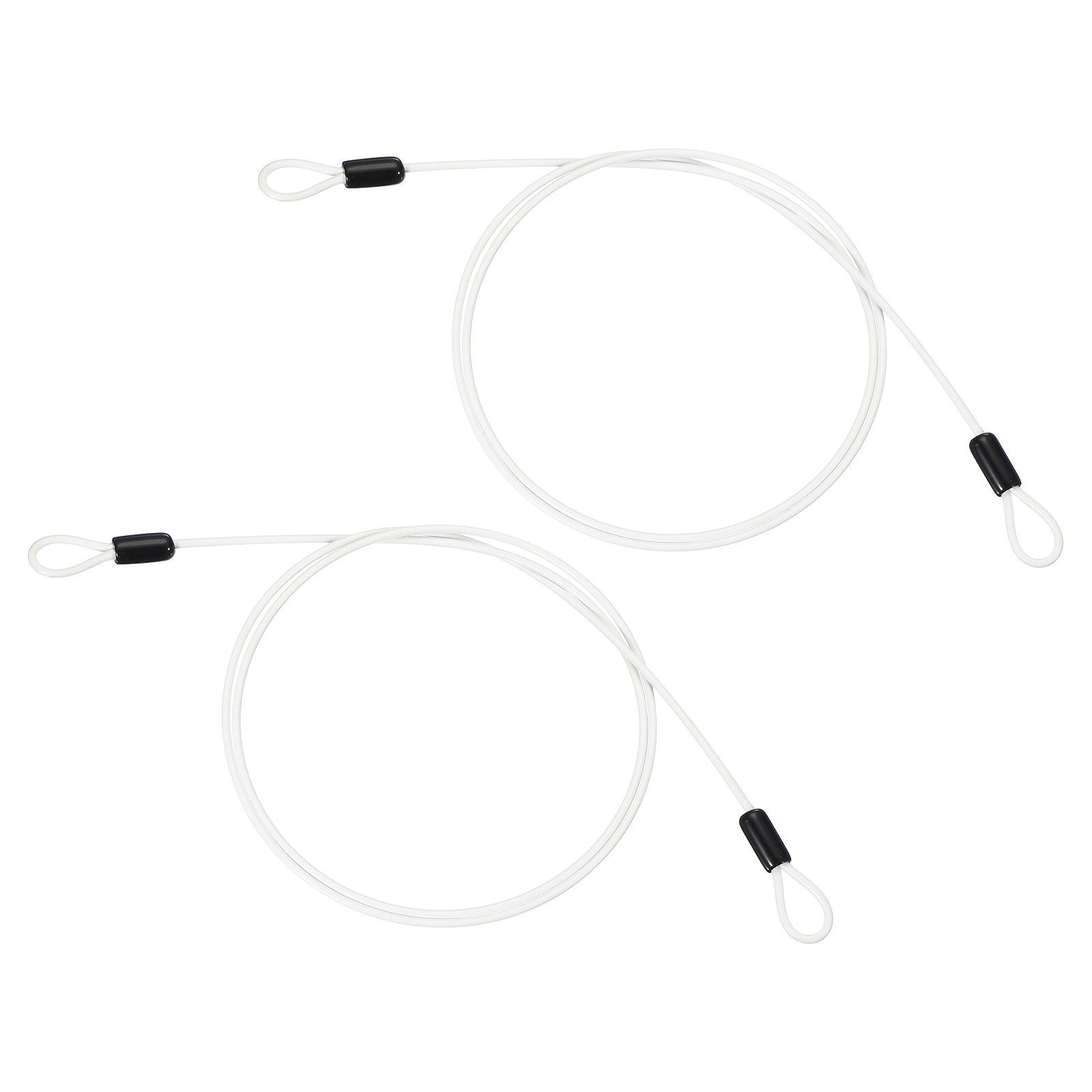 2 Pcs 1/8" Dia 4ft (48") Vinyl Coated Stainless Steel Cable with Loops, White