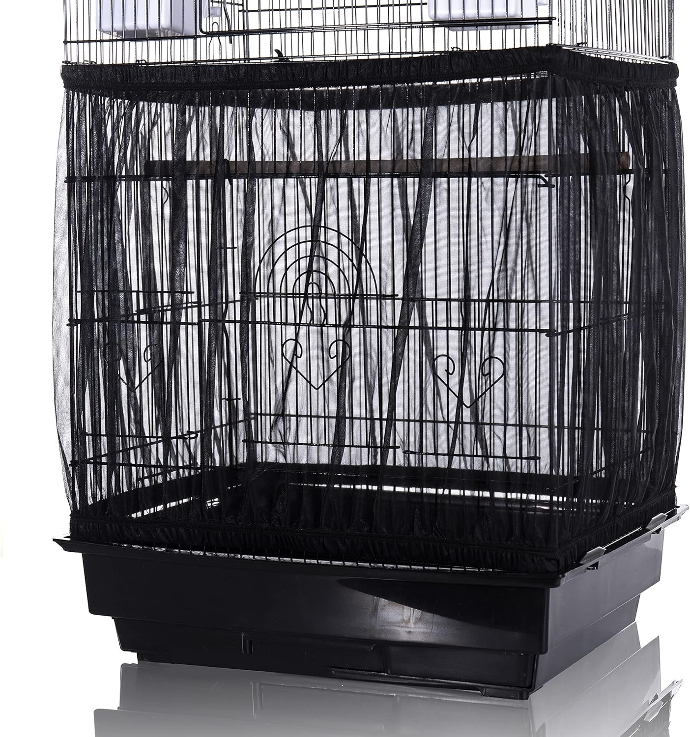 Tamu style Bird Cage Seed Catcher, Large, Stretchy Form 55"-100", Black 