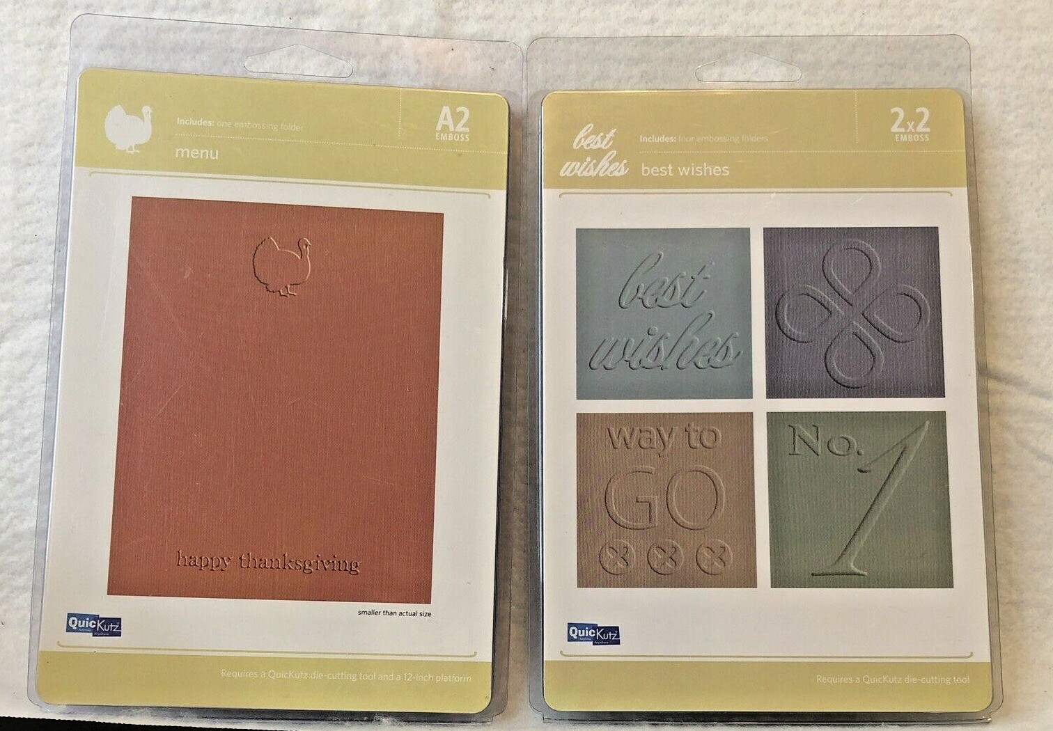 QuicKutz Embossing Folders Thanksgiving Menu & Best Wishes New in Packs Turkey