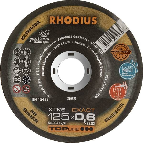 Rhodius 211302 XTK6 EXACT BOX Cutting Disc with Depression Center 125mm 10pcs