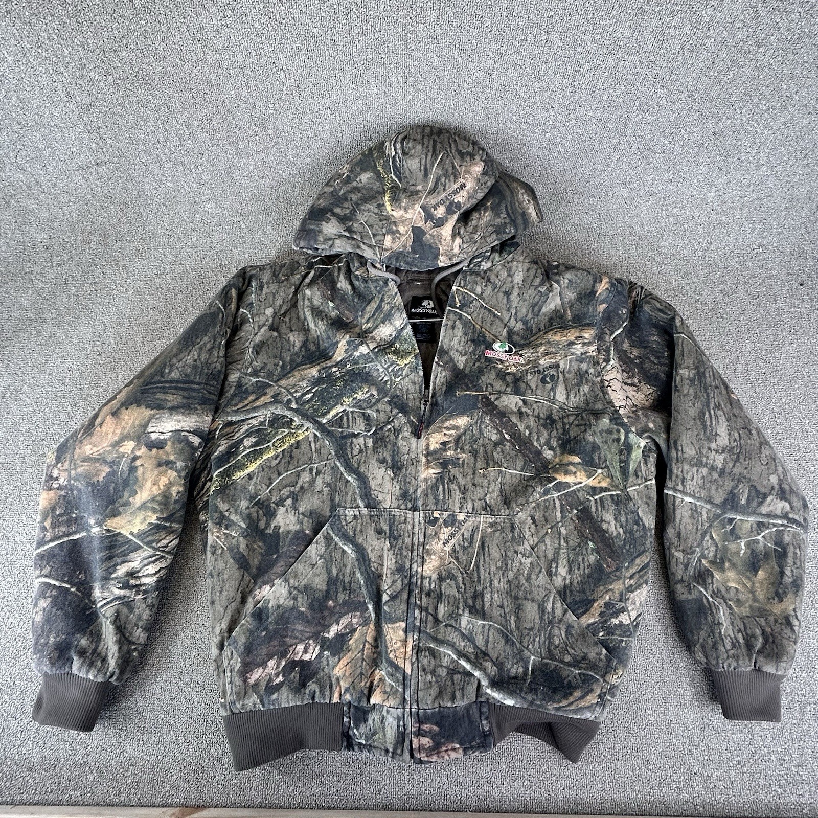 Mossy Oak Breakup Men’s Hunting Hooded Insulated Bomber Winter Jacket Large