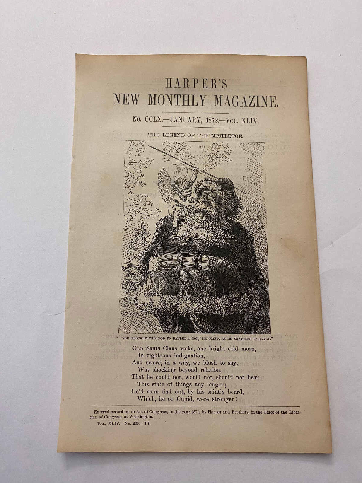 Christmas The Legend of the Mistletoe Santa Claus c. 1872 Print (A)