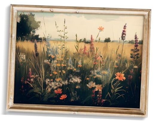 Vintage Wall Art, Classical Wildflower Field Wall 10"L x 8"W Vintage 06-1pcs