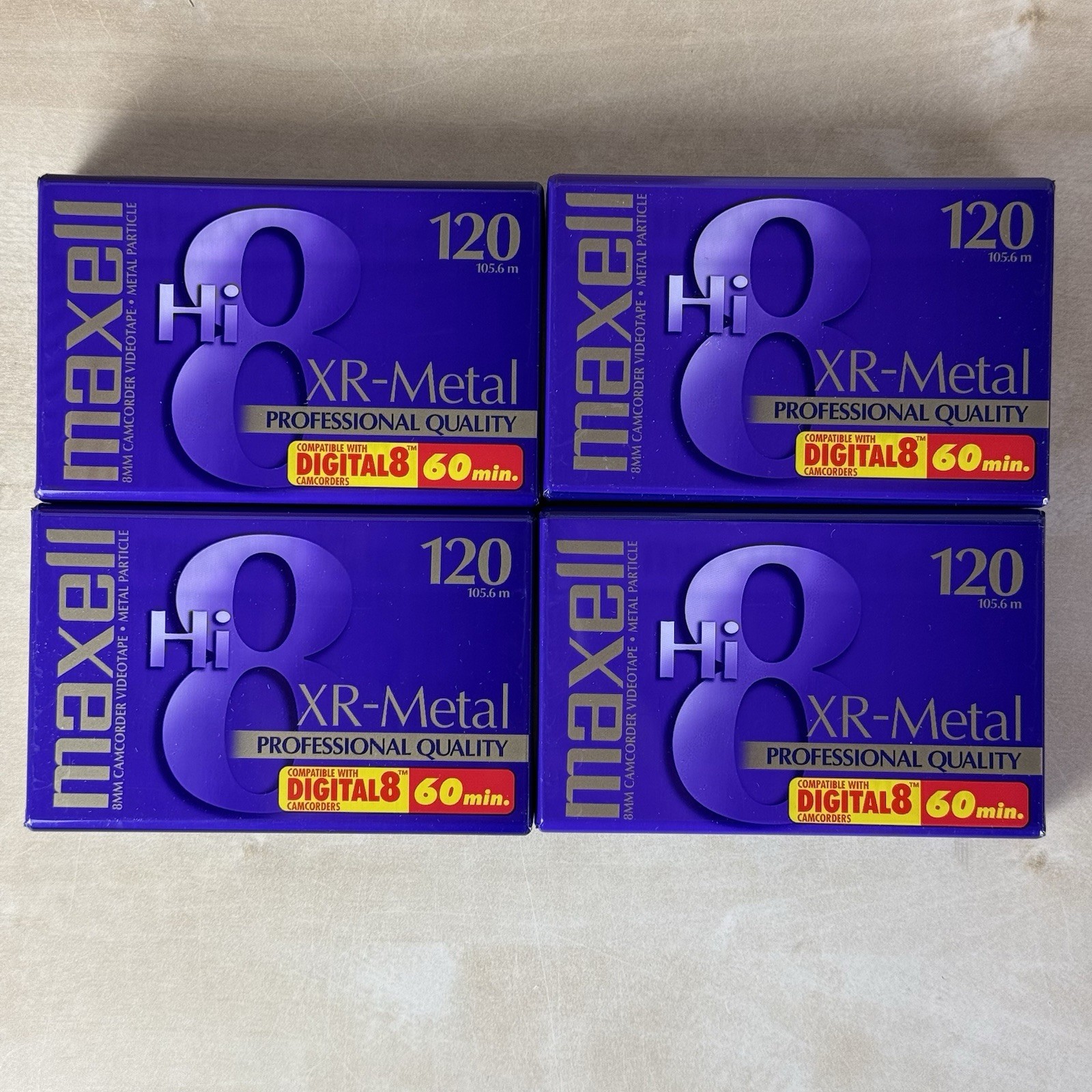 Lot of 4 Maxell Hi8 XR Metal Pro Quality 120 Minute Hi8 Camcorder Video Tapes