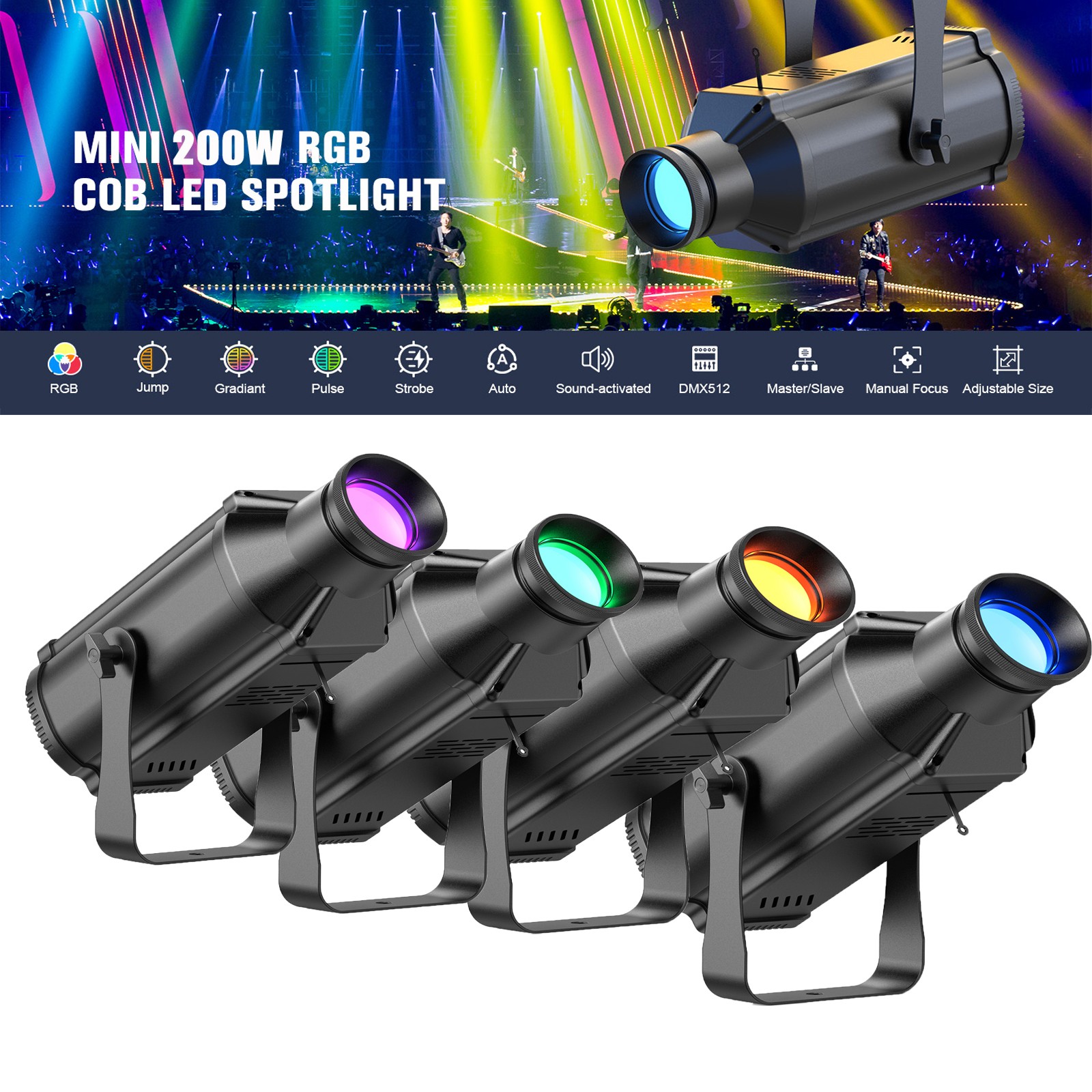 1-10PCS Pin Spot Beam Spotlight COB LED RGB Stage Beam light for Party Club Xmas