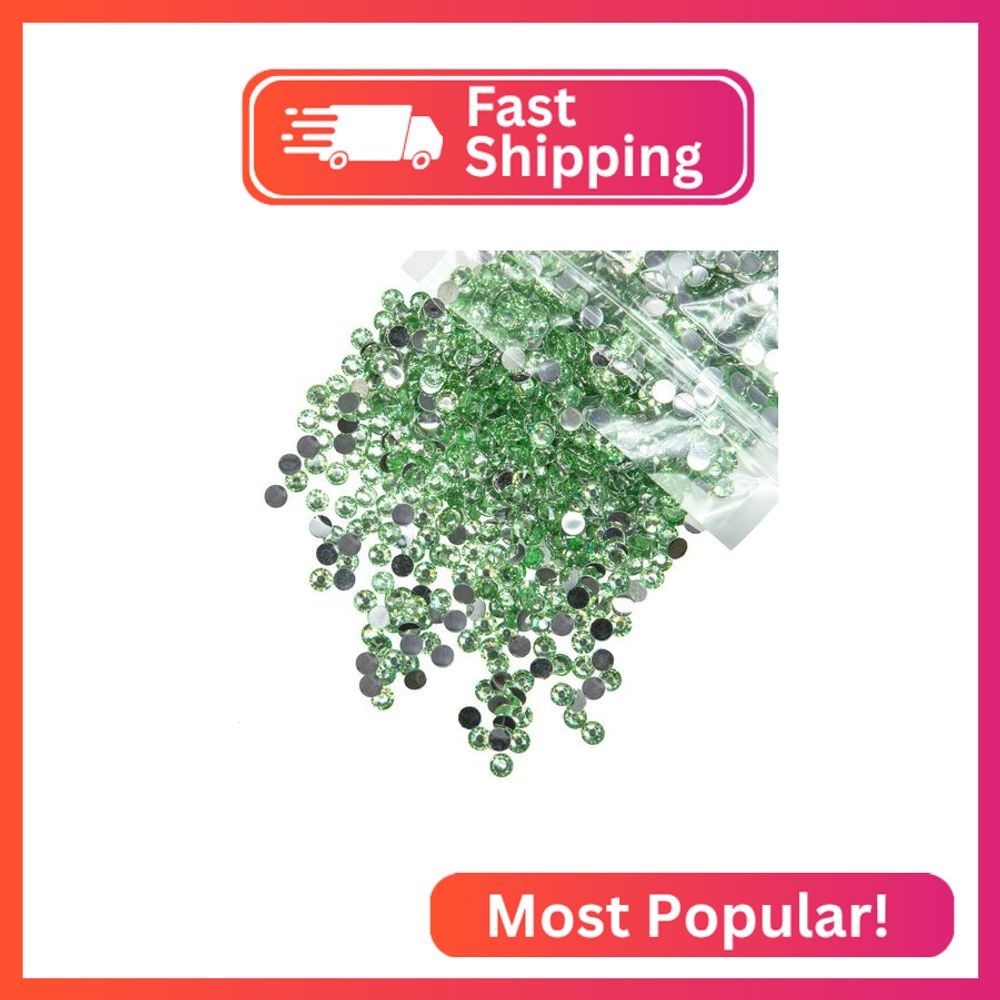 qiipii 5300PCS 3mm Crystal Light Green Resin Rhinestones for Crafting Flatback F