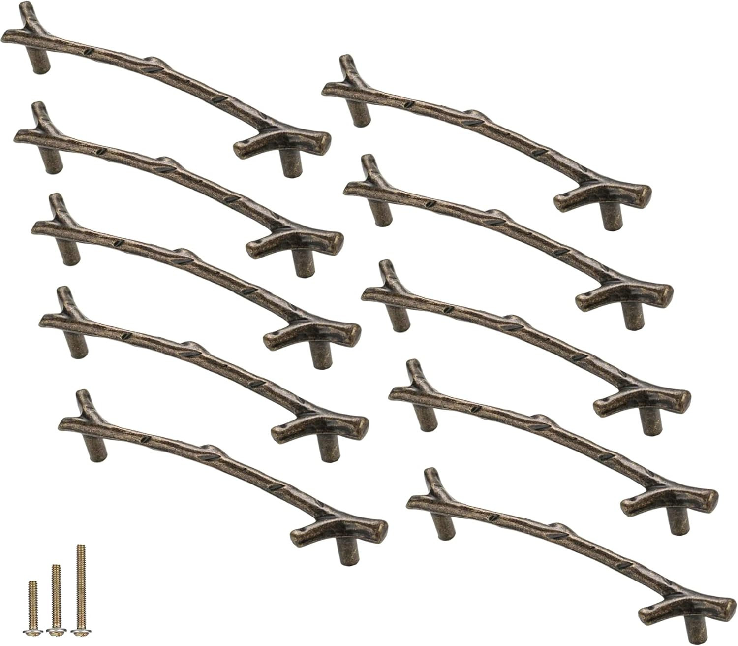 Branch Knob 10pcs Bronze Vintage Tree Twig Branch Cabinet Knobs Pulls with 3 Siz
