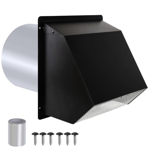 Hooded Wall Vent with Screen and Damper,Outdoor Wall Exhaust Vent 10 Inch Black