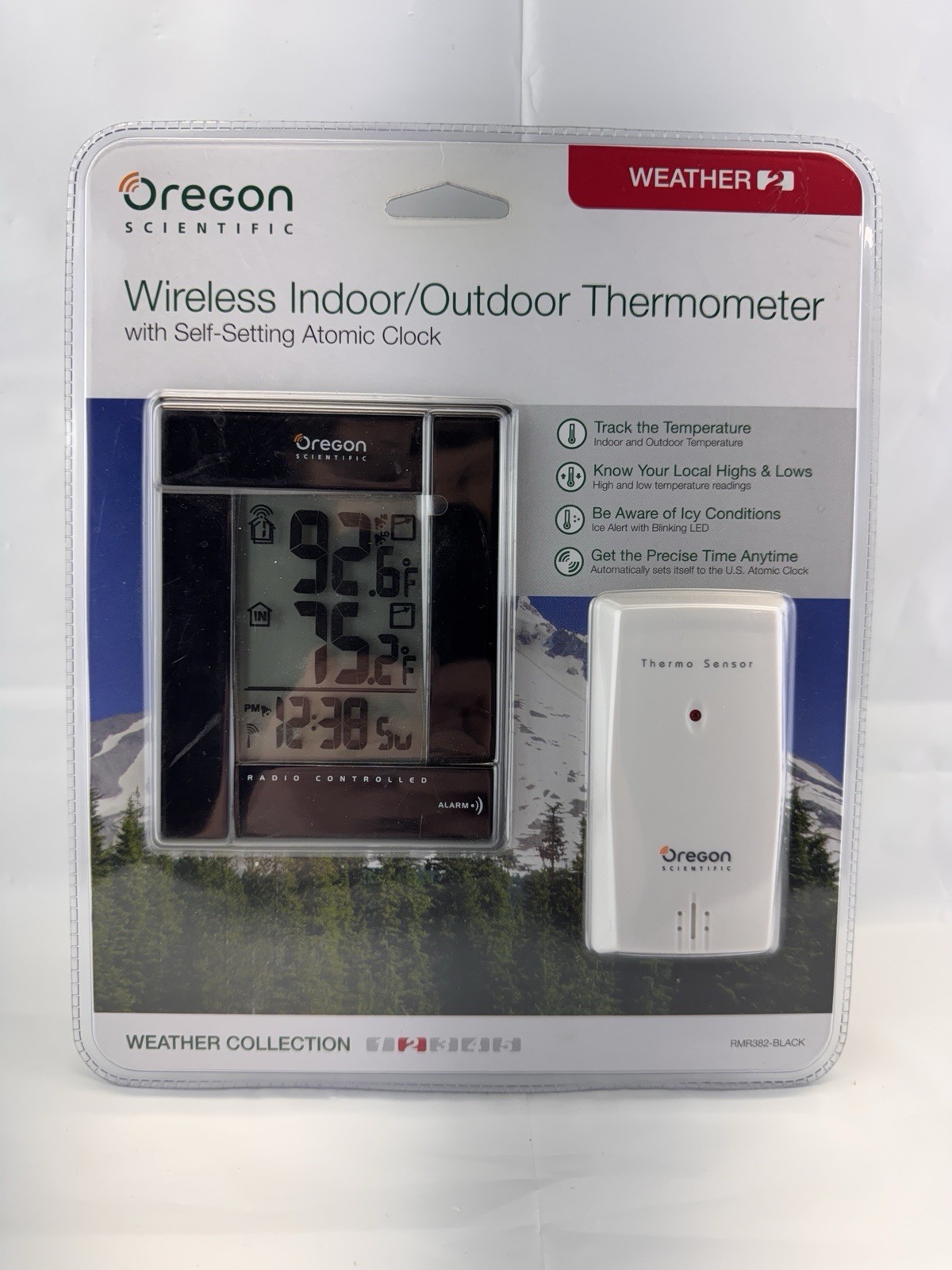 Oregon Scientific RMR383-BLACK Wireless Indoor/Outdoor Thermometer Clock