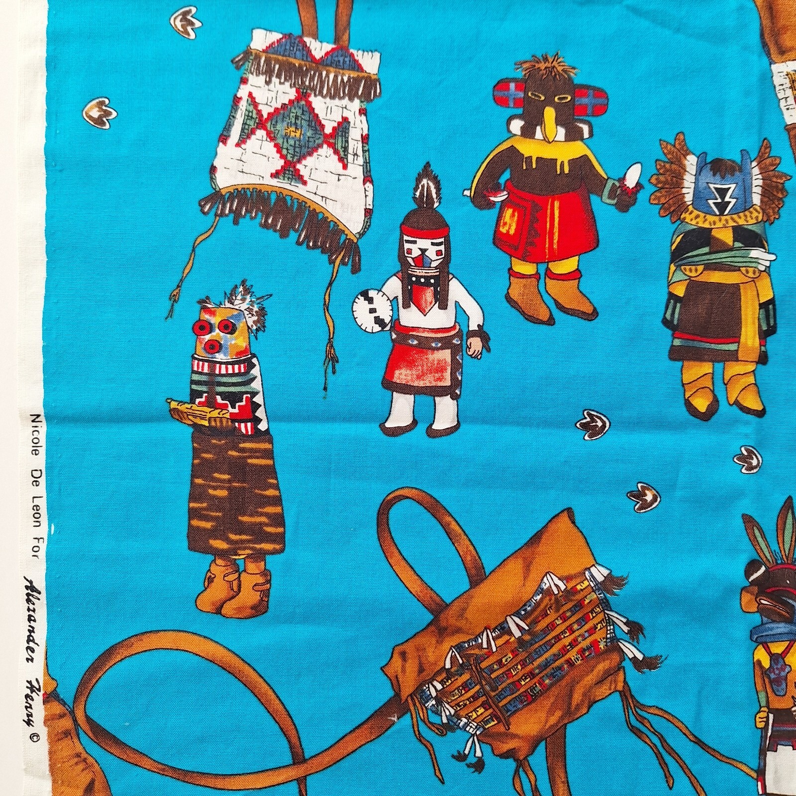 Kachina Southwestern Blue Nicole De Leon Alexander Henry Cotton Fabric 25"Lx42"