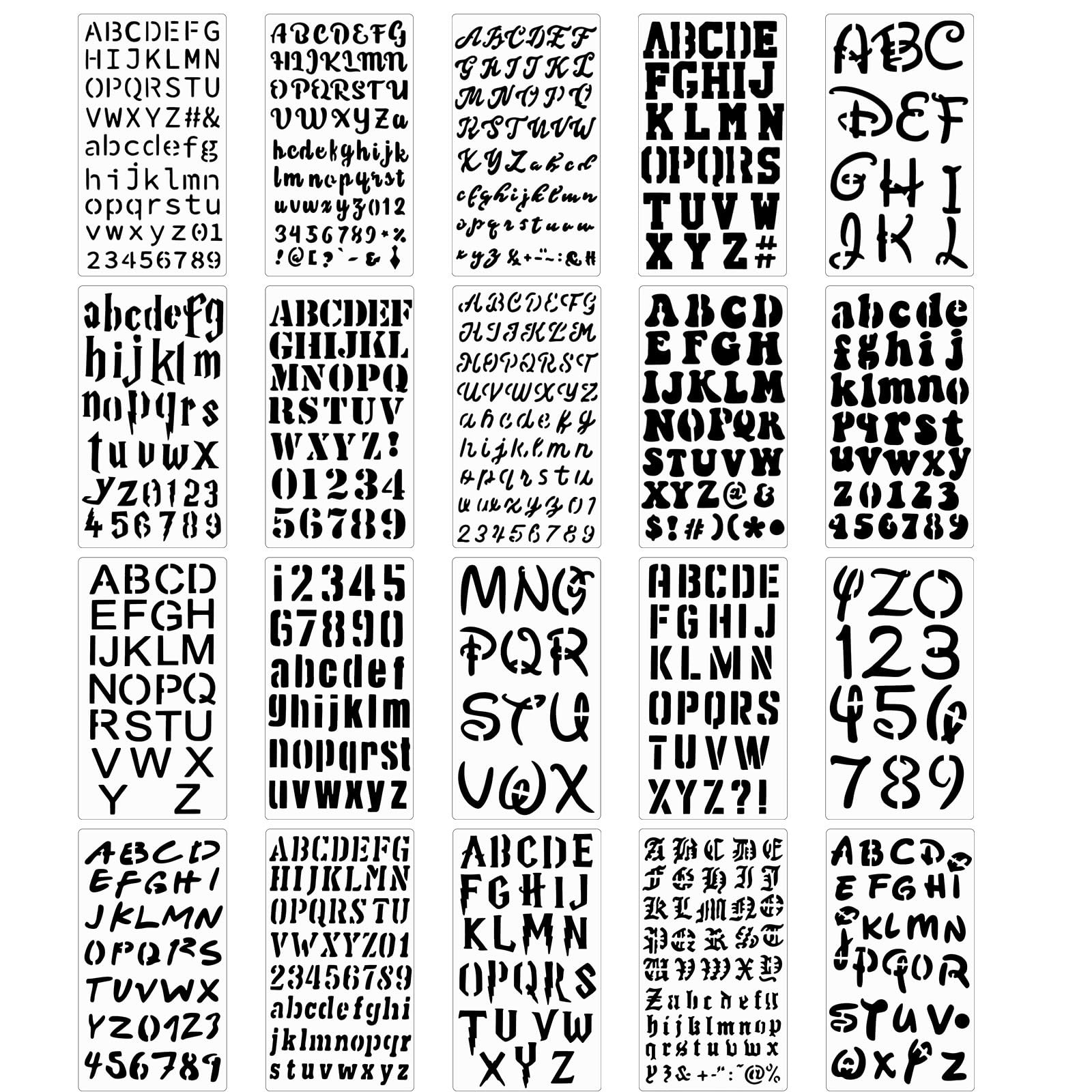 20 Pcs Letter Stencil Kit Planner Stencils Templates Journal Stencils Reusabl...