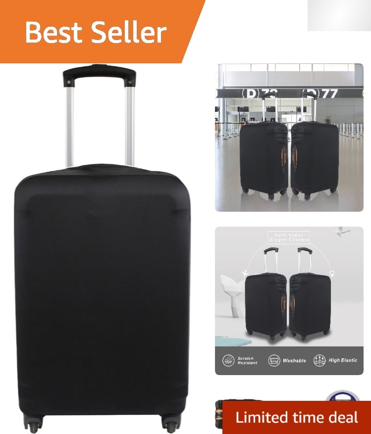 Sleek Black Travel Suitcase Protector - Fits 31-32 Inch with Zippered Design