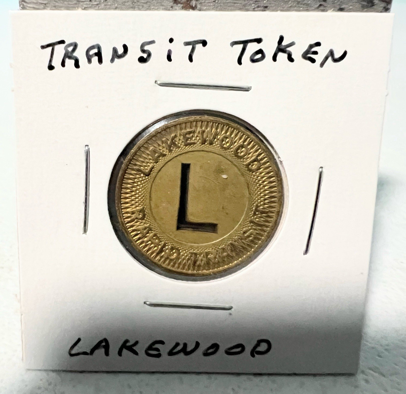 Lakewood Rapid Transit Ohio "G/F One Way Fare" Transit Token c1940 23mm (#2)