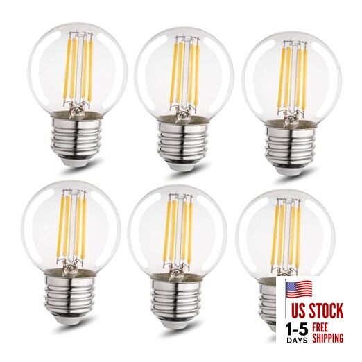 G16.5 Led Bulb, Small Round Edison Light Bulbs, E26 Dimmable E26 Clear 6w 4000k