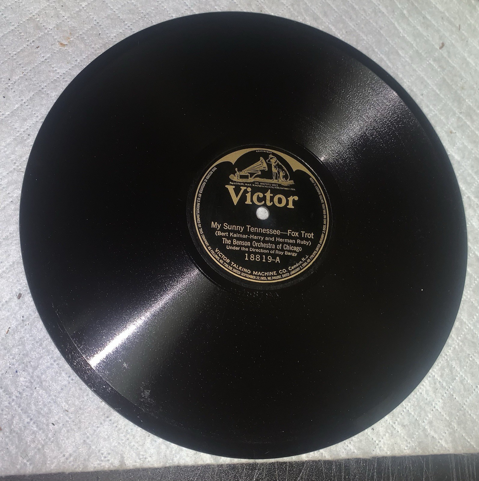 Victor Record 18819-A My Sunny Tennessee Fox Trot 78 Rpm
