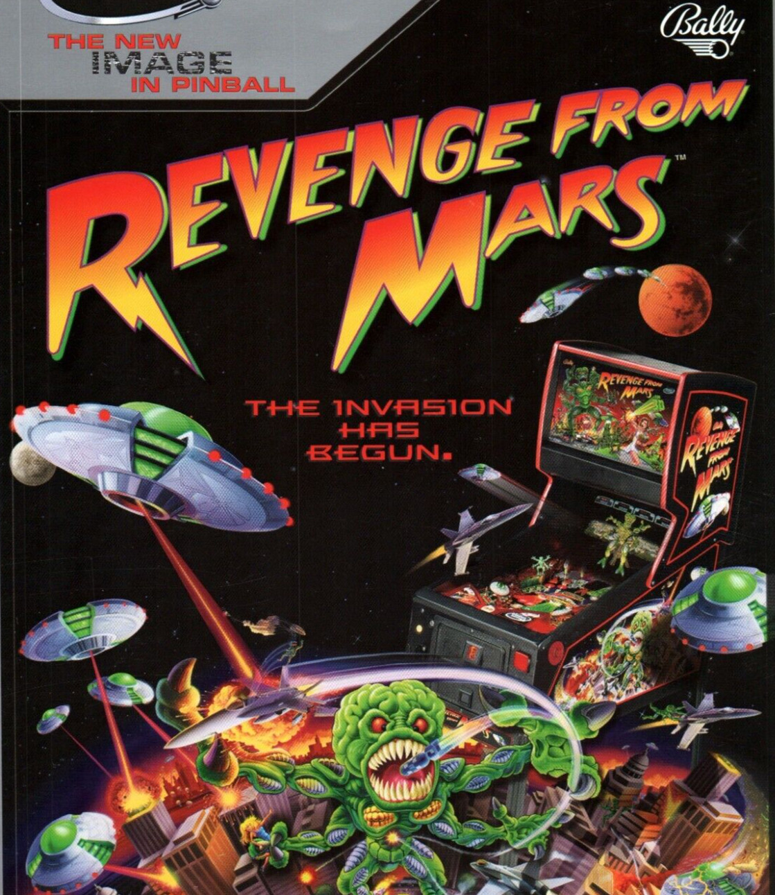 Rare Bally REVENGE FROM MARS Pinball Video Game Arcade Flyer Ad 8x11  Original