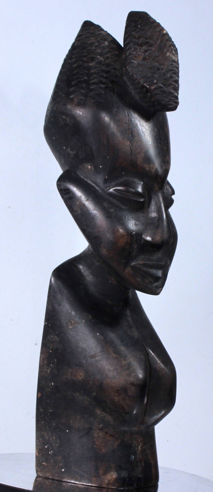 Vintage Mangbetu African Ebony Bust Sculpture Congo Tribal Art 10" Rare Beauty