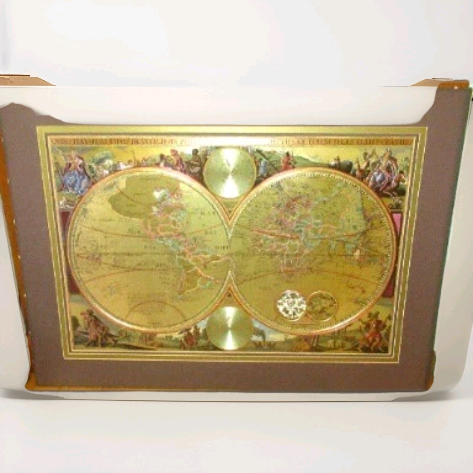 Antique Style Double Hemisphere World Map Decorative Border Wall Atlas