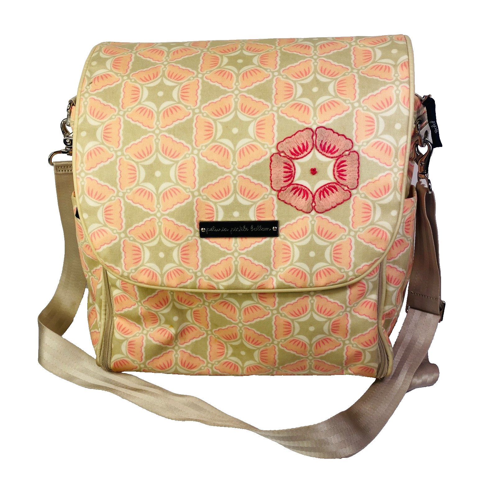 Petunia Pickle Bottom Boxy Backpack Shoulder Diaper Bag Blooming Brixham Pink