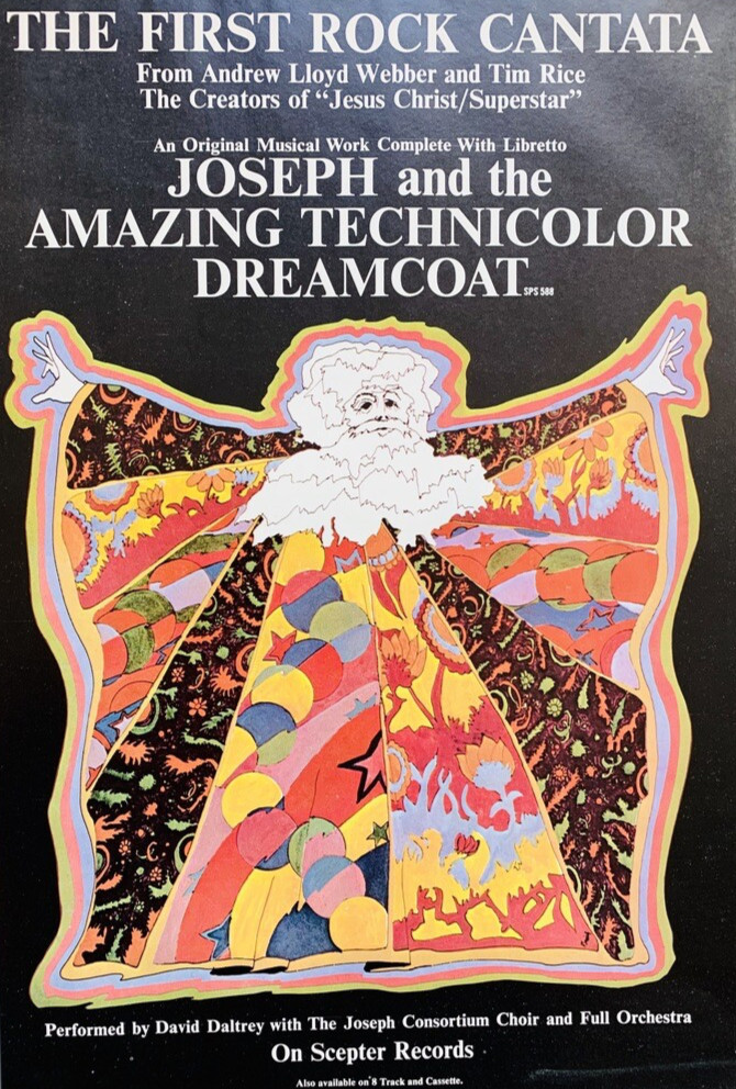 ANDREW LLOYD WEBBER TIM RICE vintage 1971 POSTER ADVERT TECHNICOLOR DREAMCOAT