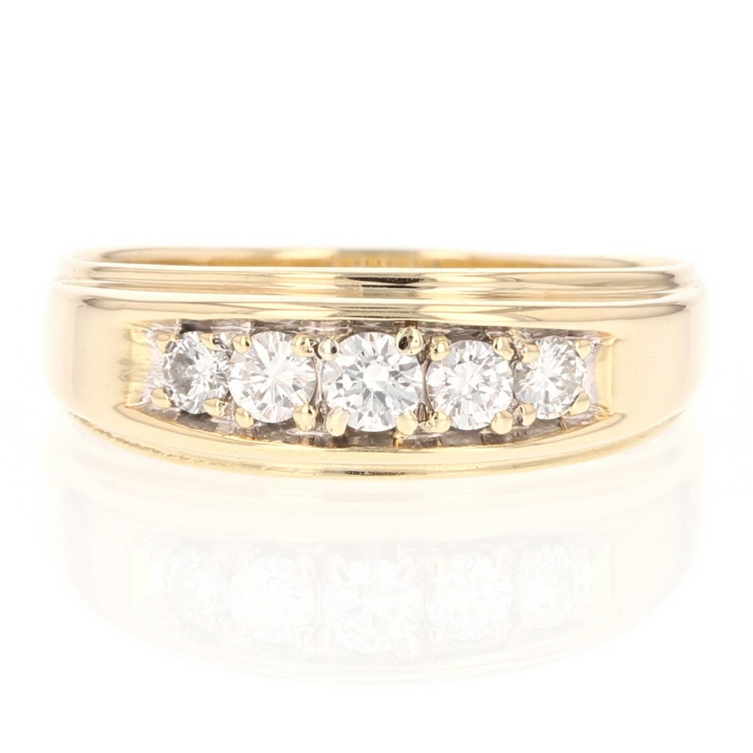 .46ctw Round Cut Diamond Five Stone Wedding Band 14k Yellow Gold Size 10.25