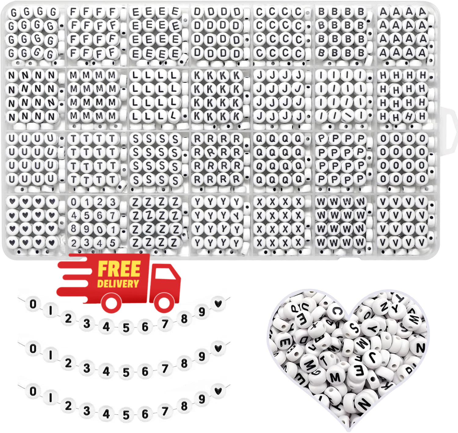 Alphabet Beads Kit 1200pcs Letter Number Beads for Bracelet Jewelry Making
