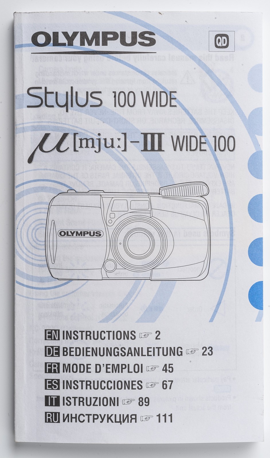 Manual Olympus Stylus 100 Wide Mju-Iii Instructions