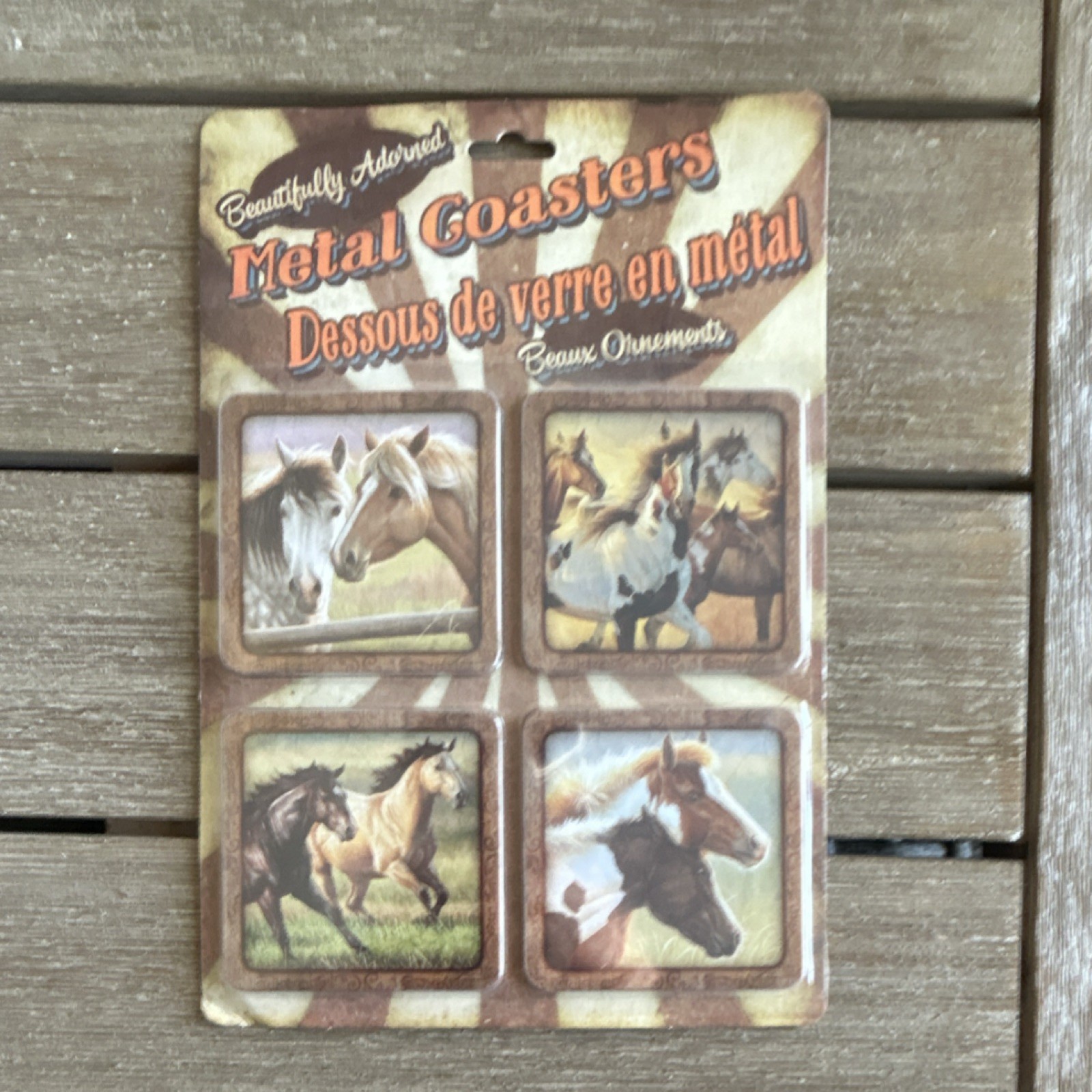 JQ Licensing Metal Square Horse Theme Coaster Set of 4