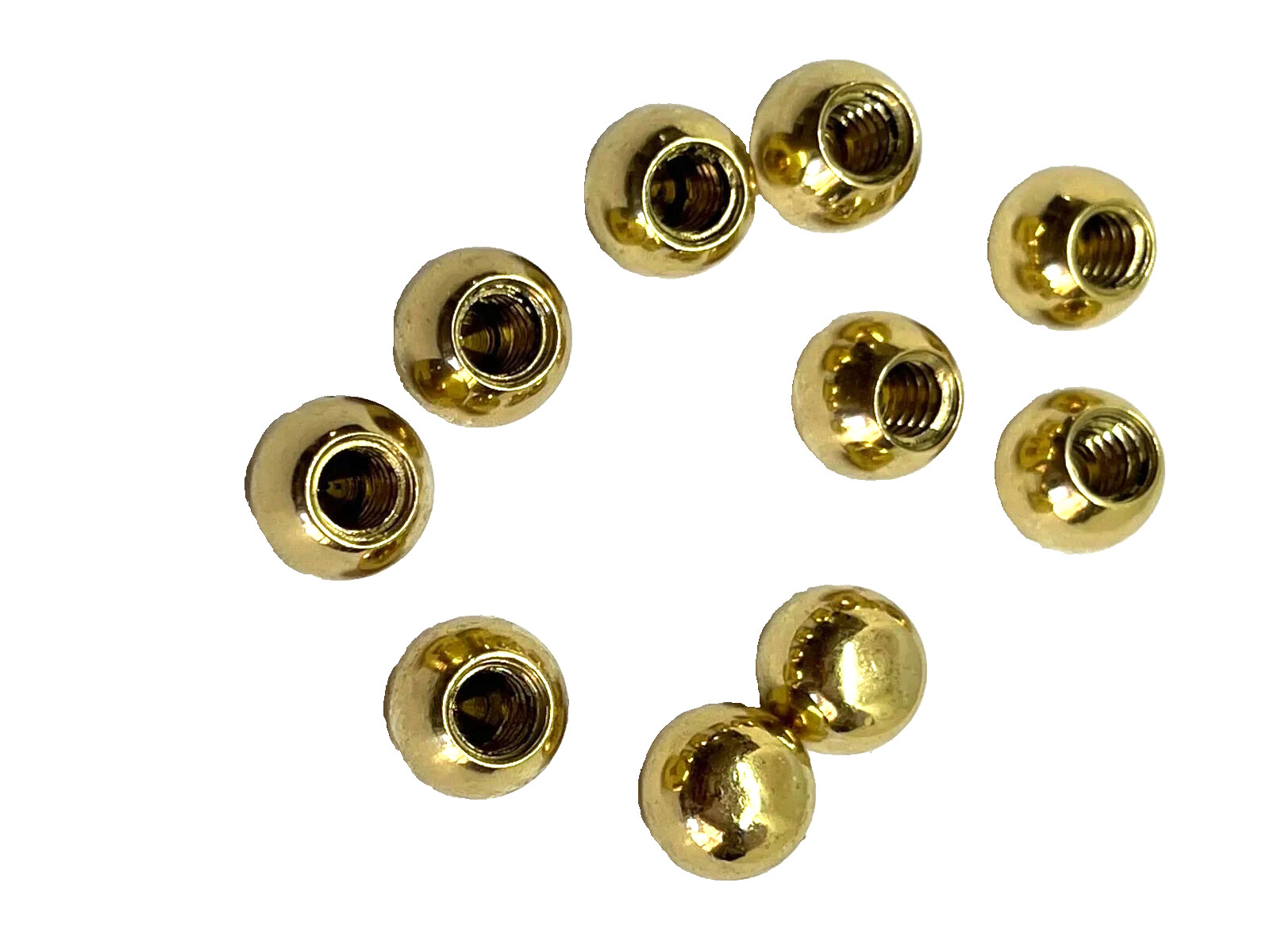 10 small brass Balls cot bed heavy cast Knob 5/8” inch high 14.5 mm old style
